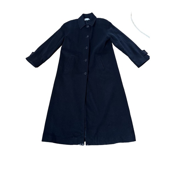 Vintage Jones New York 100% Wool Long Black Coat 50" Tall Size 8 Tip Is Damage. - Picture 2 of 13